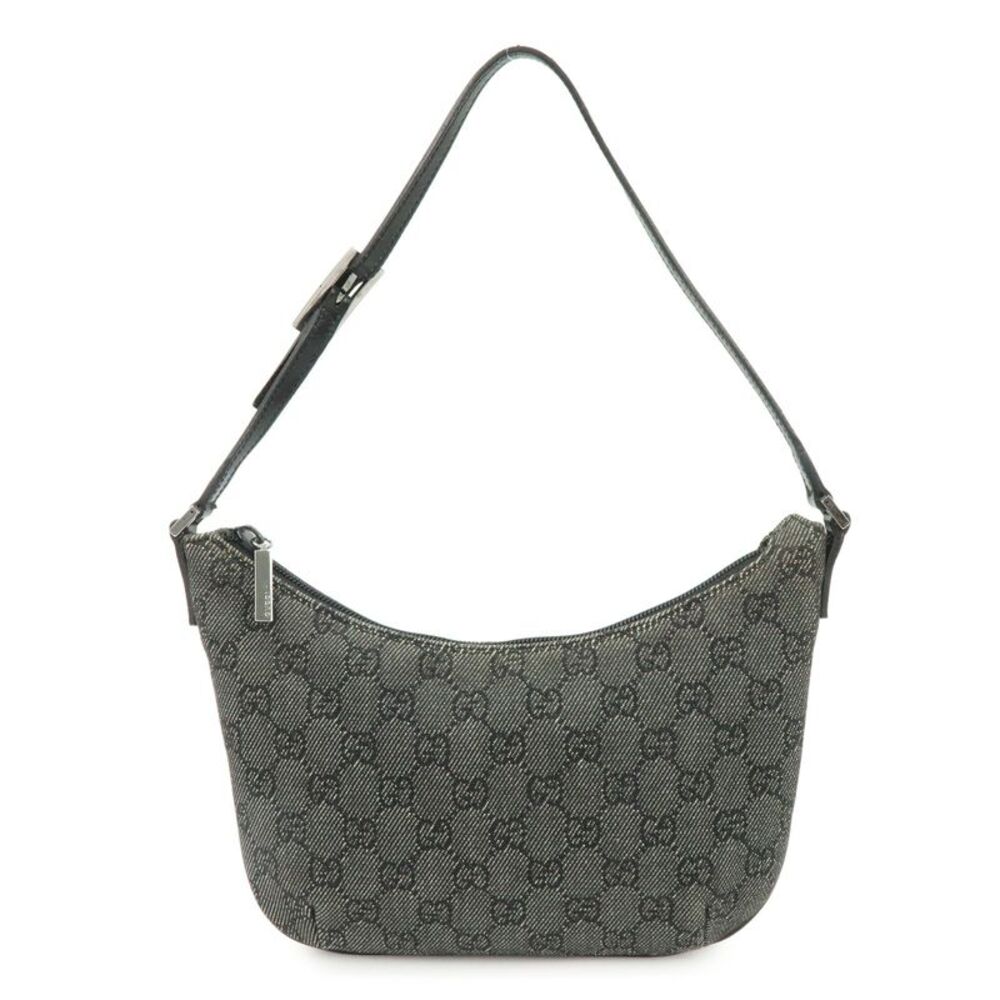 Gucci Horsebit Slim Gg Denim With Leather Black Leather Shoulder Bag Bag